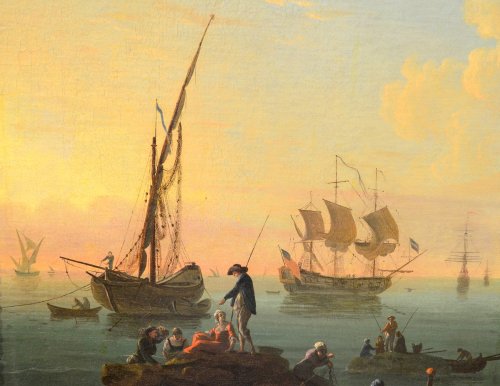 Paysage portuaire - Atelier de Charles François Lacroix de Marseille (1700 - 1782)  - 